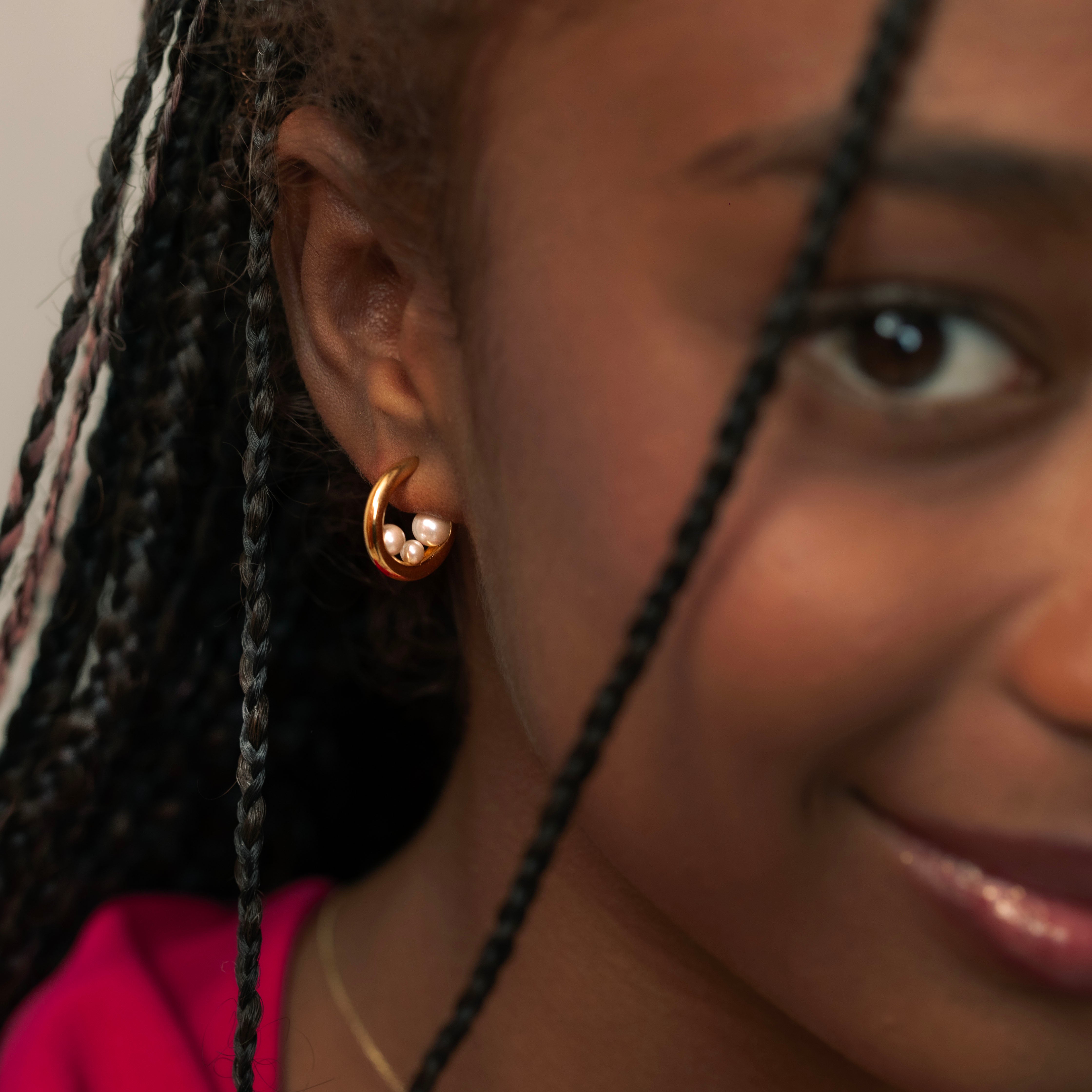 Solara Pearl Hoop Earrings