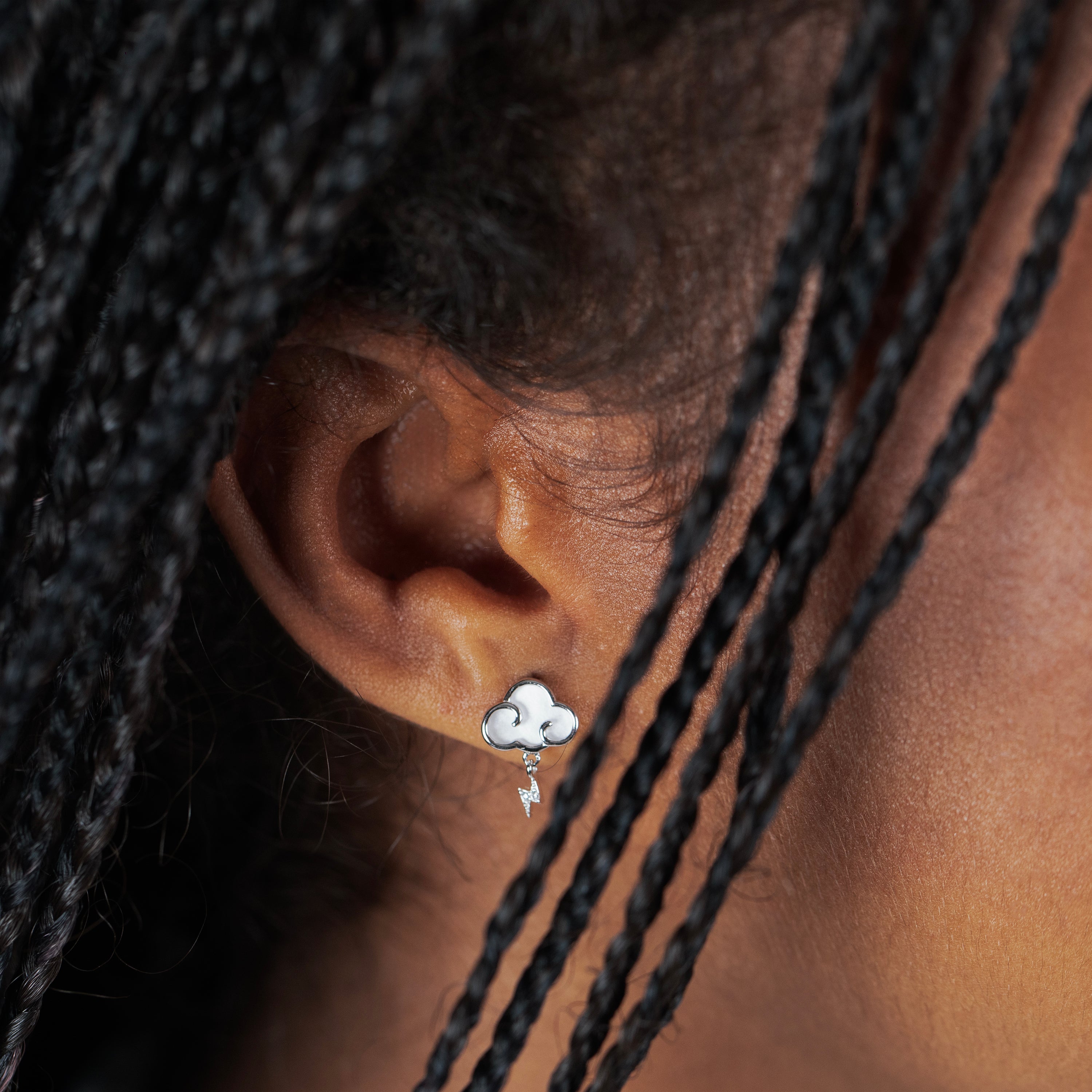 Rain Cloud & Lightning Stud Earrings