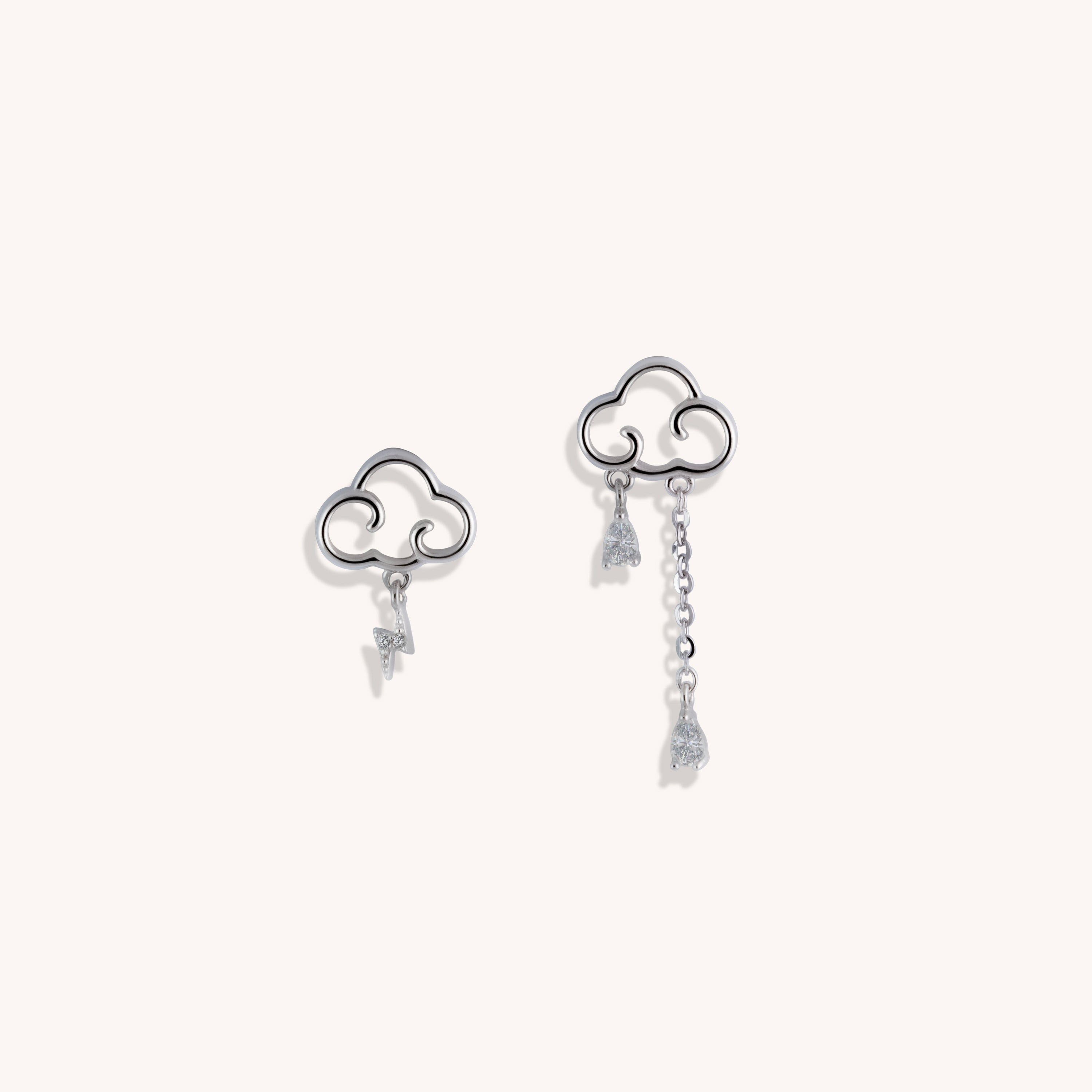 Rain Cloud & Lightning Stud Earrings