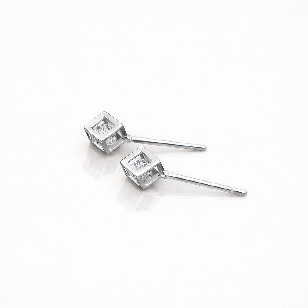 Cube CZ Stud Earrings