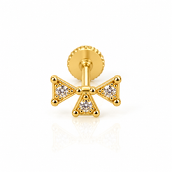 Fiocco solid 18K gold bow piercing front view
