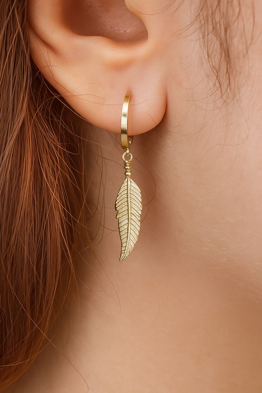 Plume Feather Drop Earrings