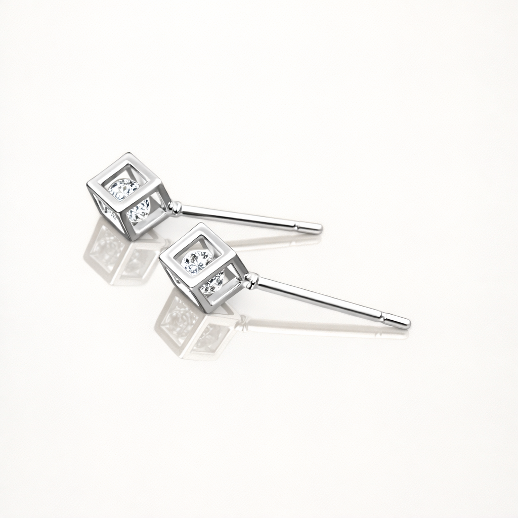 Cube CZ Stud Earrings