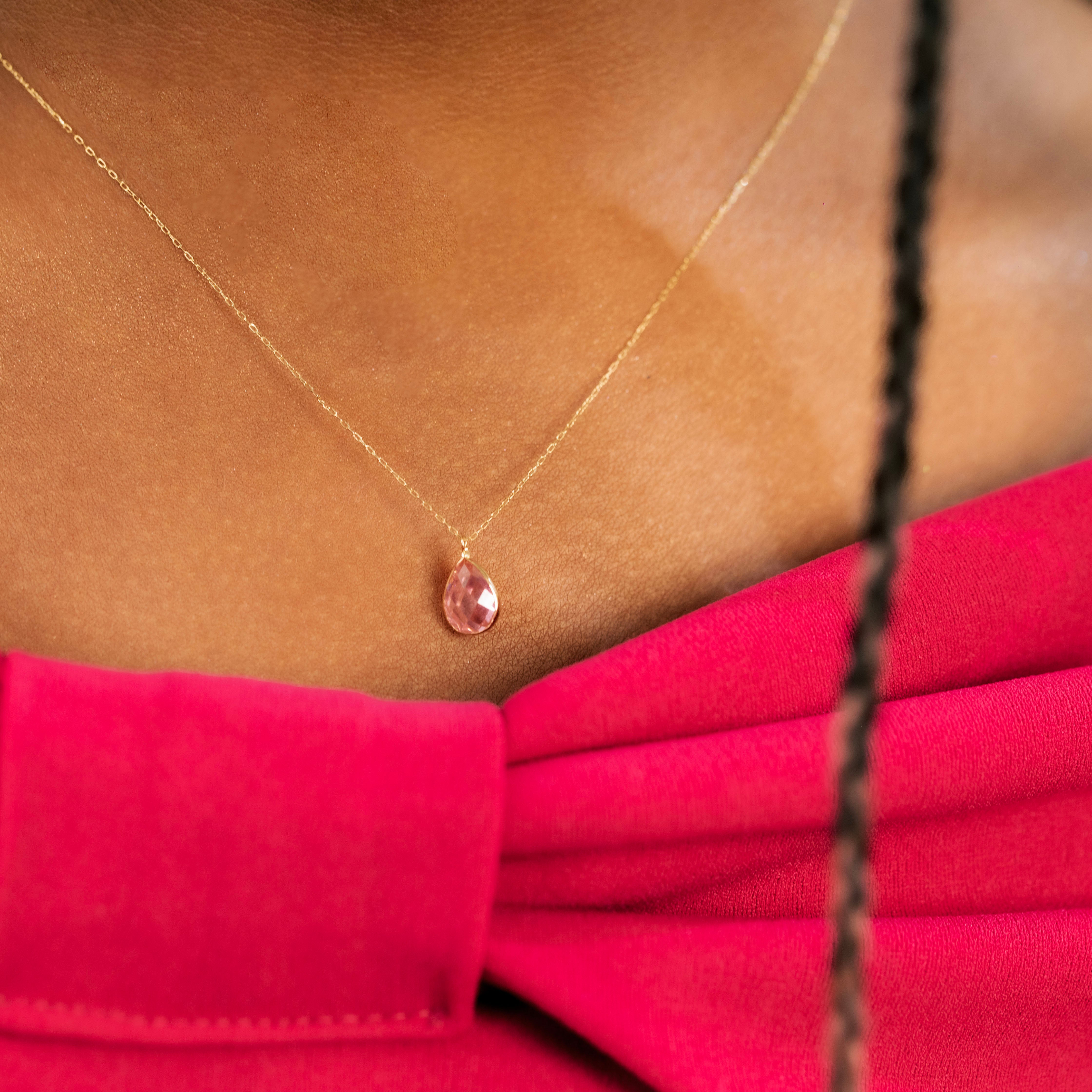 Lumia Pendant Necklace with Pink Topaz