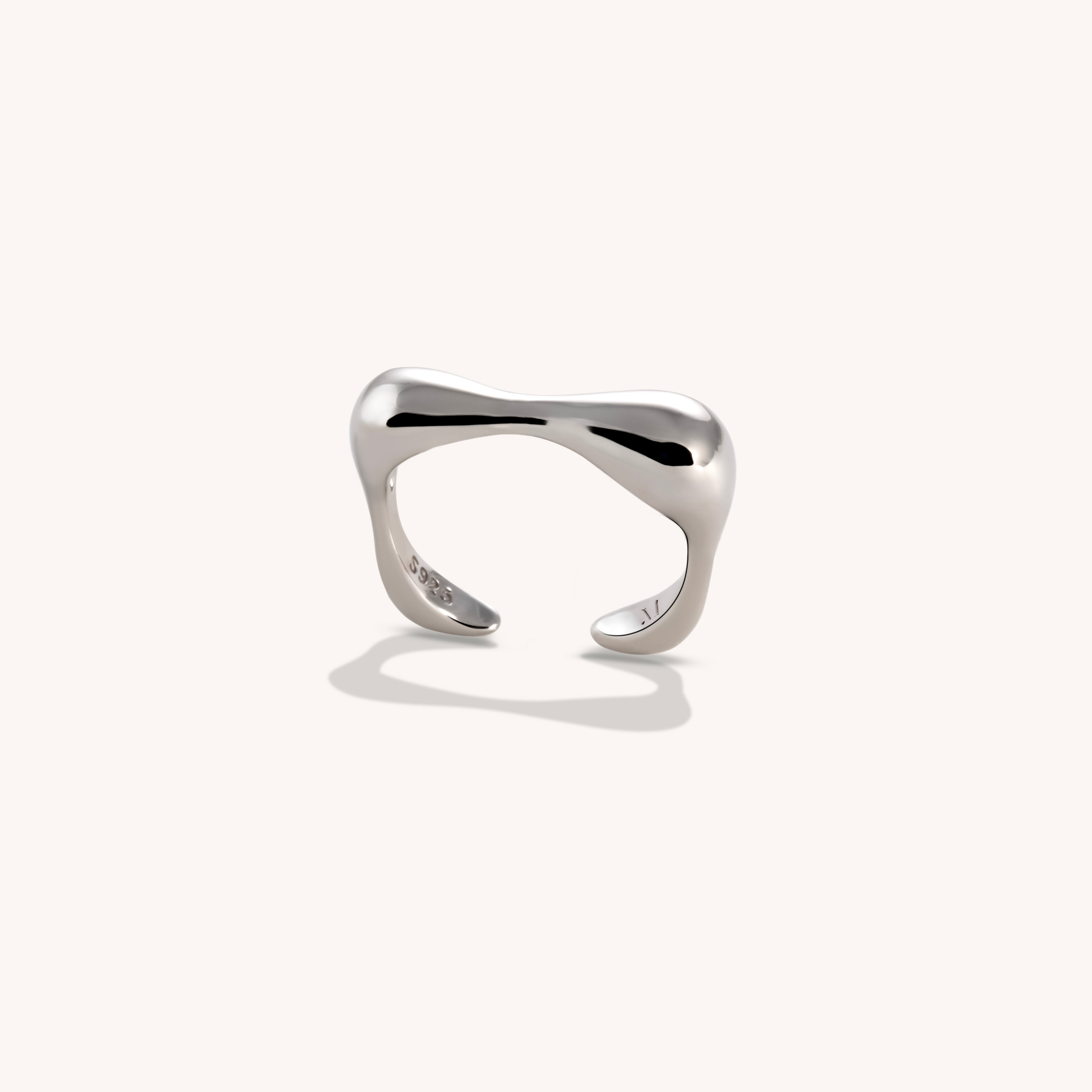 Silvara Minimalist Wavy Adjustable Ring