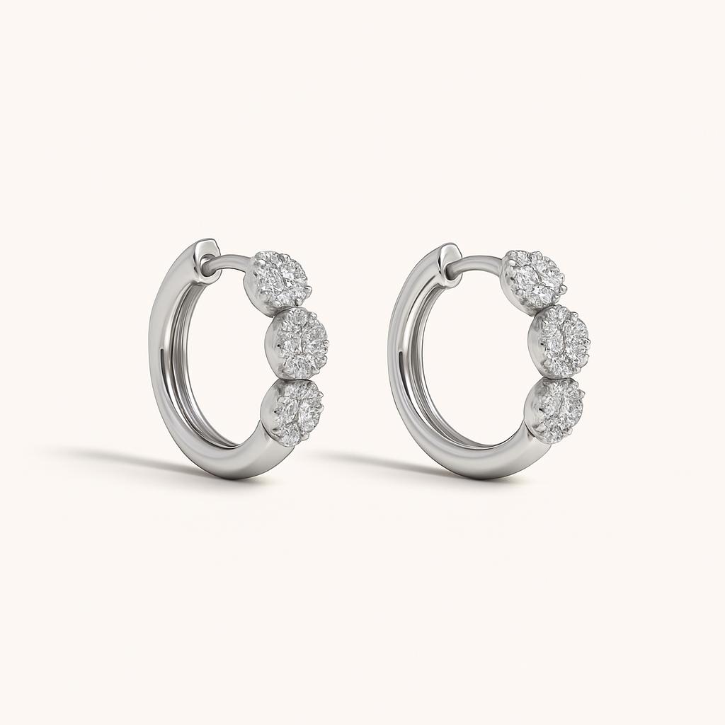 Boucles d'oreilles créoles perce-neige avec pierres CZ